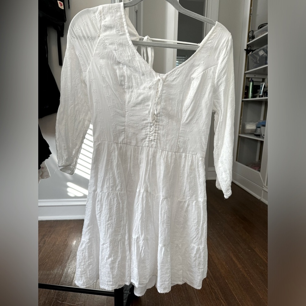 Beautiful white shirt dress with 3/4 sleeves